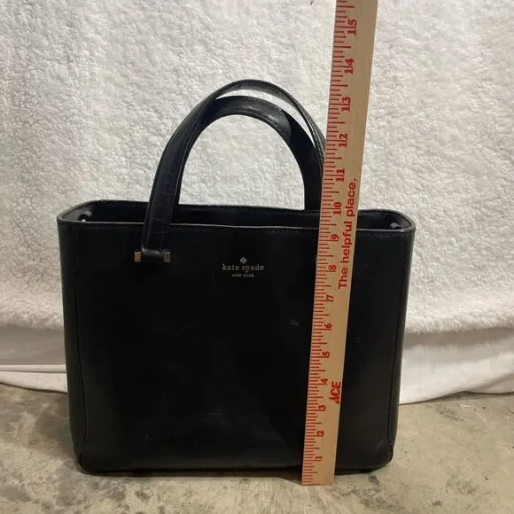 Kate Spade New York Black Leather Structured Satchel Handbag Missing Strap - Picture 15 of 16